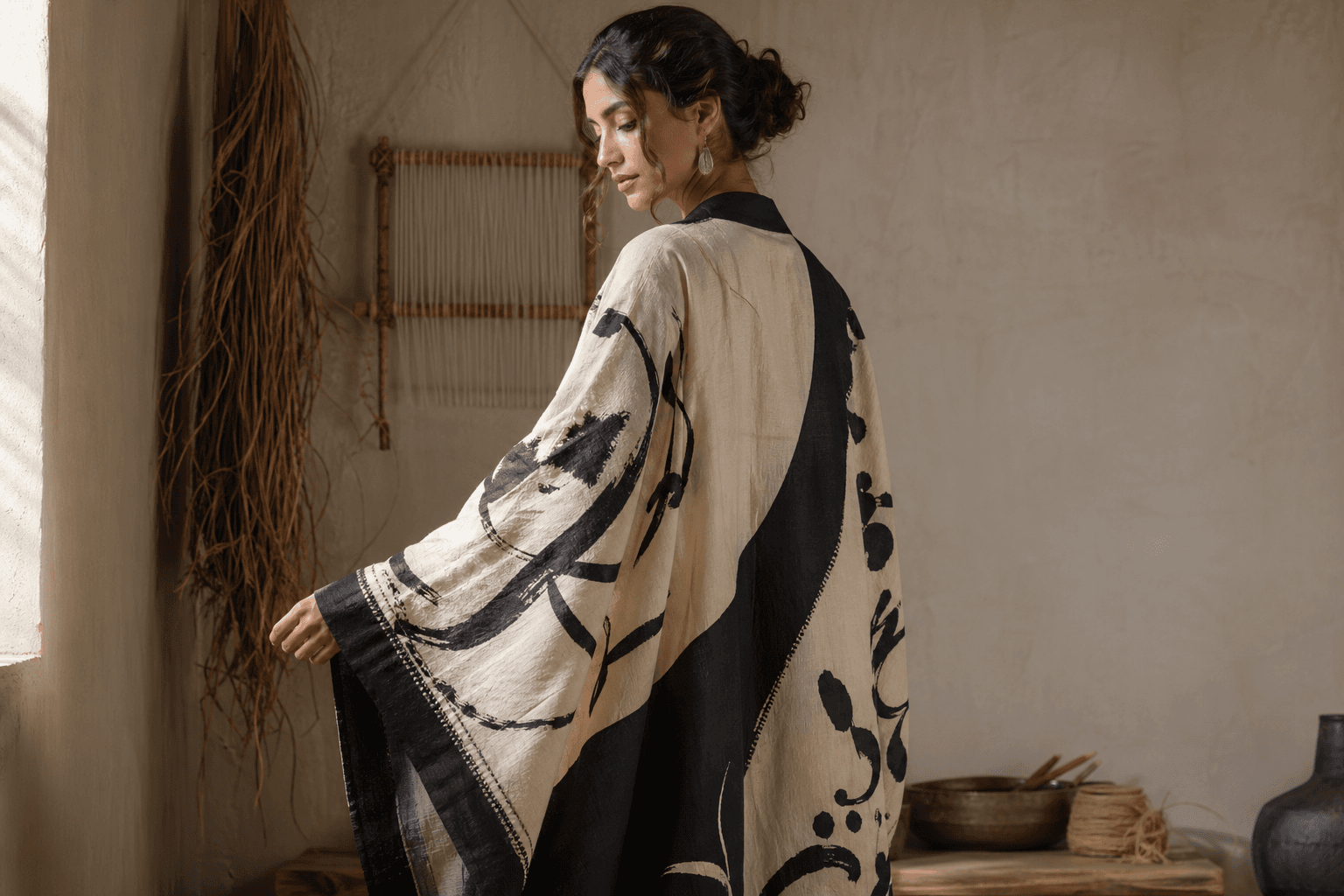 Kimono ITKANE porté dans un atelier artisanal